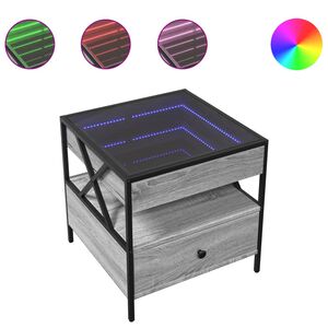 vidaXL sohvap&ouml;yt&auml; Infinity LED-valoilla harmaa Sonoma 50x50x51 cm