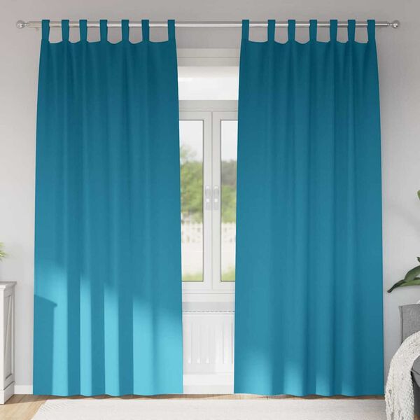 vidaXL Piment&auml;v&auml; verho renkailla 2 pcs Turkoosi 260 x 140 cm