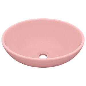 vidaXL Ylellinen pesuallas ovaali matta pinkki 40x33 cm keraaminen