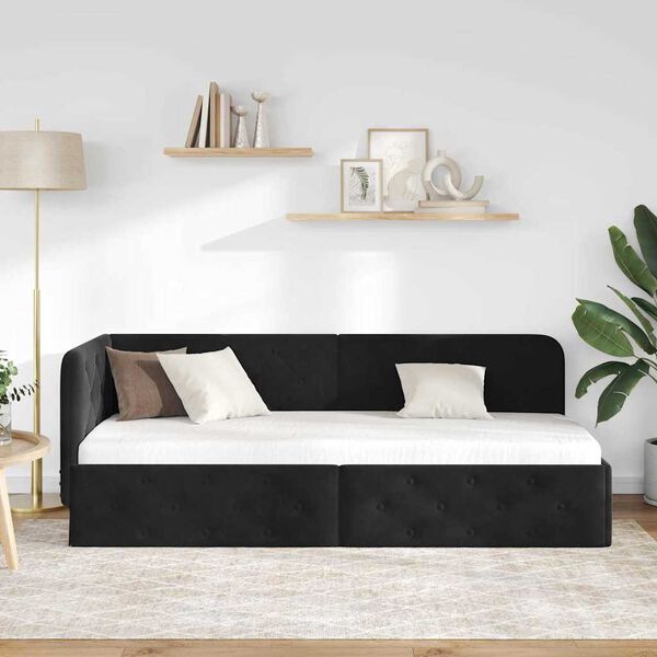 vidaXL Kulmavuoteen runko päätyllä Musta 80 x 200 cm Sametti