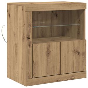 vidaXL LED-p&ouml;yt&auml;taso Ruskea 60,5 x 37 x 67 cm Tekninen puu
