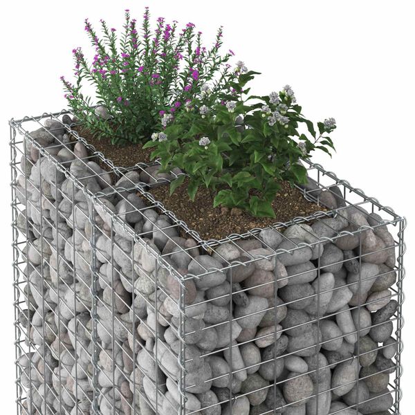 vidaXL Gabion Kohotettu Peti Hopea 90 x 50 x 80 cm Galvanoitu ter&auml;s