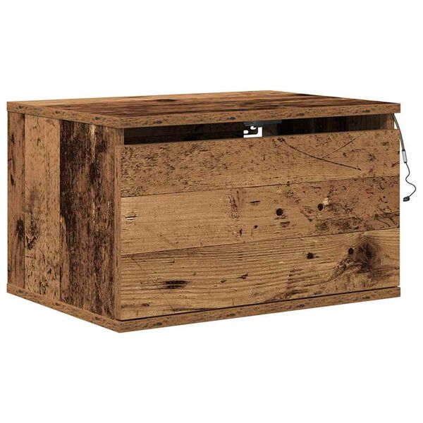 vidaXL Sein&auml;lle kiinnitett&auml;v&auml; y&ouml;p&ouml;yt&auml;kaappi Vanha puu 50 x 36 x 30 cm