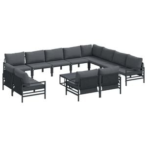 vidaXL Puutarhasohva Setti tyynyll&auml; 13 pcs Musta Ter&auml;s