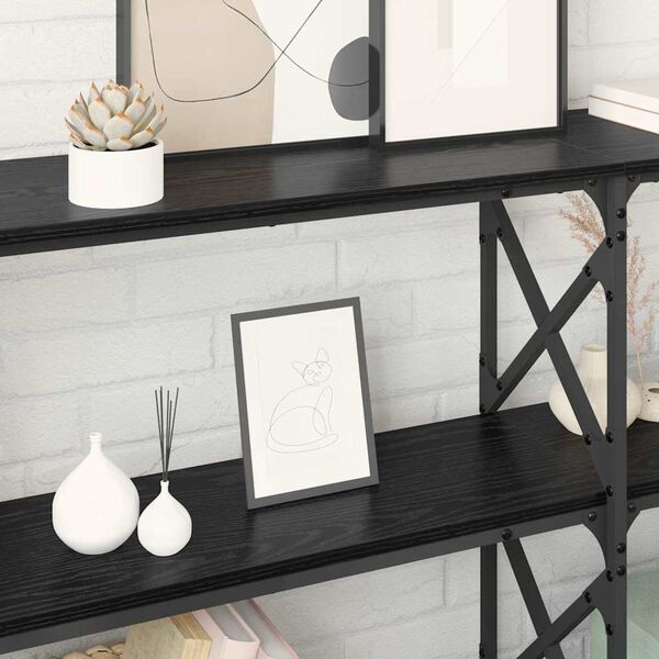 vidaXL Konsolip&ouml;yt&auml; Musta tammi. 156 x 28 x 80,5 cm Tekninen puu