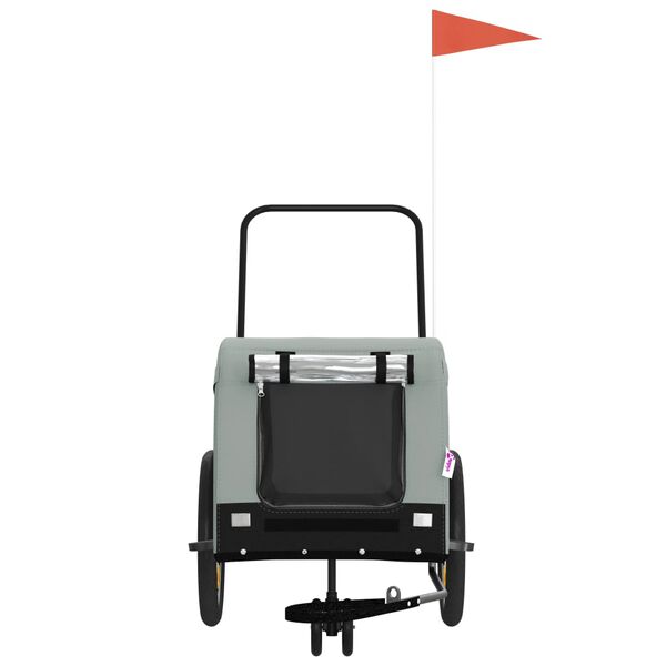 vidaXL Lemmikinkuljetuskärry polkupyörään harmaa/musta kangas ja rauta