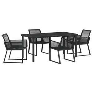 vidaXL Piharuokailu setti 5 pcs Musta Jauhemaalattu Ter&auml;s
