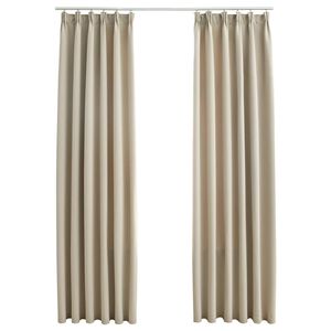 vidaXL Pimennysverhot koukuilla 2 kpl beige 140x175 cm