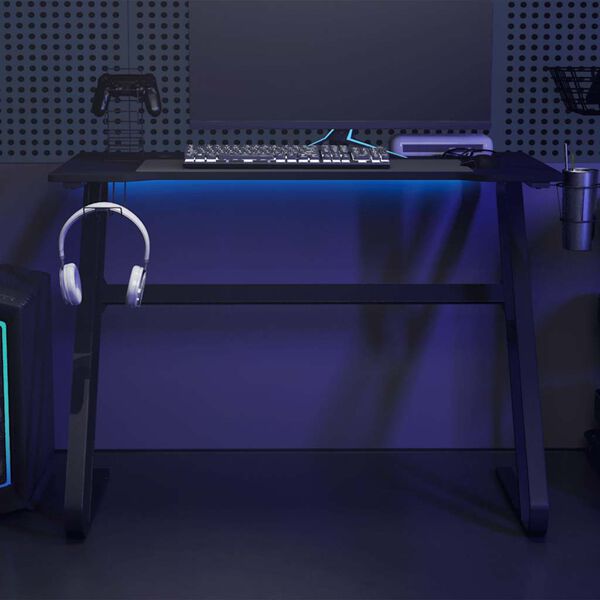 vidaXL Pelipöytä ZZ-muotoisilla jaloilla musta 110x60x75 cm