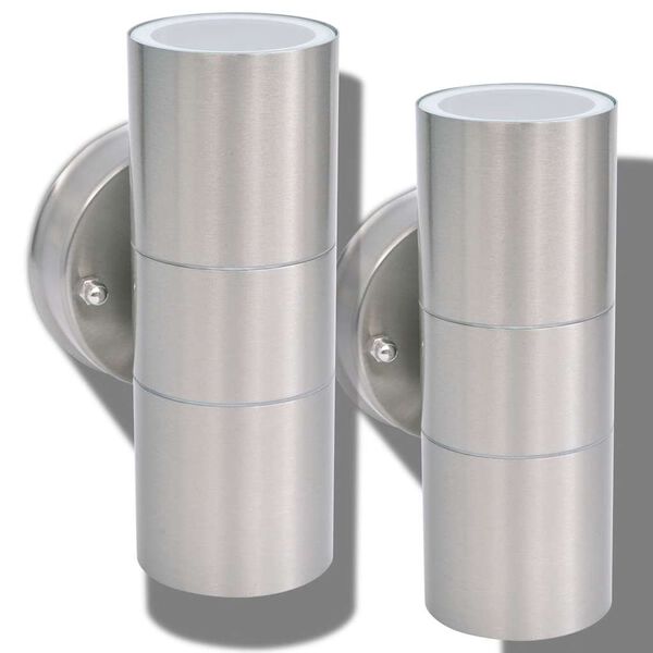 vidaXL LED-sein&auml;valaisimet ulkotiloihin 2 kpl Ruost. ter&auml;s Yl&ouml;s/alas