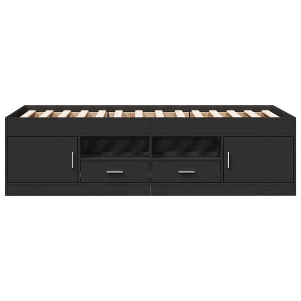 vidaXL Vuodesohva laatikoilla ei patjaa musta 75x190 cm