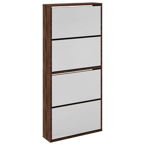 vidaXL Kenk&auml;kaappi peilill&auml; 4 tasoa ruskea tammi 63x17x134 cm