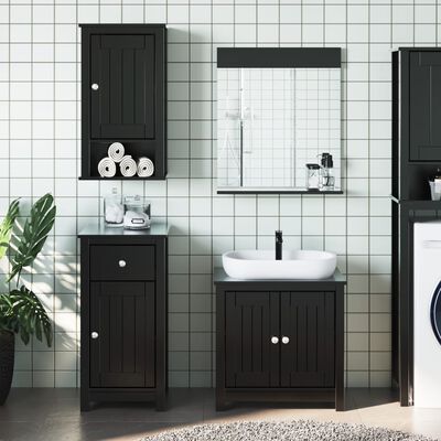 vidaXL 3-osainen Kylpyhuoneen kalustesarja BERG musta täysi mänty
