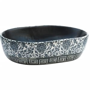 vidaXL Pesuallas ty&ouml;tasolle musta/sini. ovaali 47x33x13 cm keraaminen