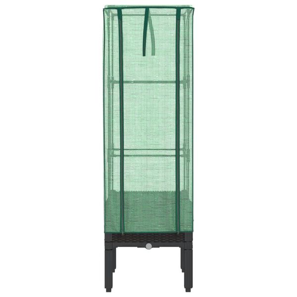 vidaXL Kukkalaatikko kasvihuonepeitteellä rottinkityyli 40x40x140 cm