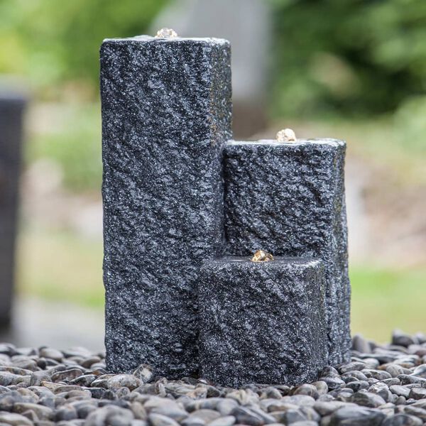 HEISSNER Terassin suihkul&auml;hde LED-valolla Neptun 15/25/40 cm musta