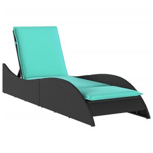 vidaXL Aurinkotuoli tyynyll&auml; musta 60x205x73 cm polyrottinki