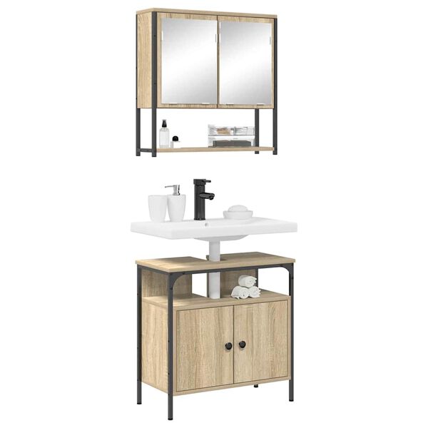 vidaXL Kylpyhuonekalustesetti hyllyll&auml; 2 pcs Ruskea 60 x 30 x 60 cm