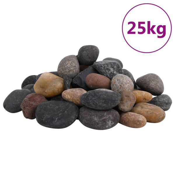 vidaXL Kiillotetut kivet 25 kg moniv&auml;rinen 5-8 cm