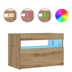 vidaXL y&ouml;p&ouml;yt&auml;kaappi LED-valoilla k&auml;sity&ouml;l&auml;inen tammi 60x35x40 cm