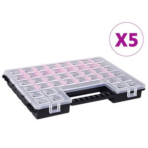vidaXL Lajittelulaatikot 5 kpl s&auml;&auml;dett&auml;vill&auml; jakajilla 385x283x50 mm muovi