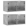 vidaXL Sein&auml;kaapit lasiovilla 2 kpl betoninharmaa 68,5x37x35 cm