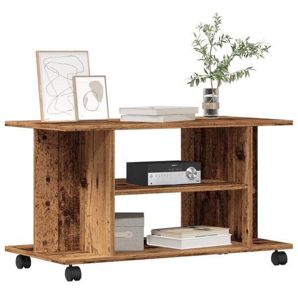 vidaXL TV-taso rullapy&ouml;rill&auml; vanha puu 80x40x45 cm tekninen puu