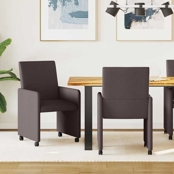 vidaXL Ruokatuolit pyörillä 2 pcs Tummanruskea 57 x 66 x 94 cm kangas