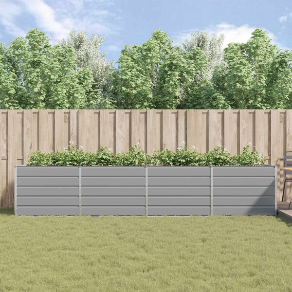 vidaXL Kukkalaatikko Vaaleanharmaa 385 x 100 x 75 cm Galvanoitu ter&auml;s