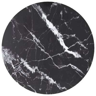 vidaXL Pöytälevy musta Ø60x0,8 cm karkaistu lasi marmorikuvio