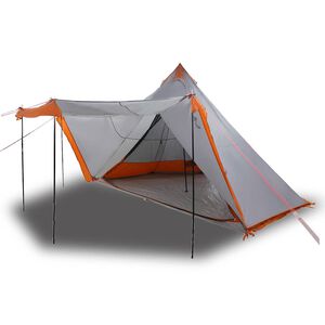 vidaXL Perheteltta tiipii 8 henkil&ouml;lle harmaa ja oranssi vedenpit&auml;v&auml;