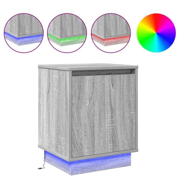 vidaXL Y&ouml;p&ouml;yt&auml;kaappi Harmaa 39 x 34,5 x 50 cm Tekninen puu