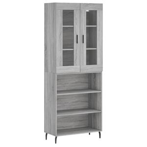 vidaXL Kaappi harmaa Sonoma 69,5x34x180 cm tekninen puu