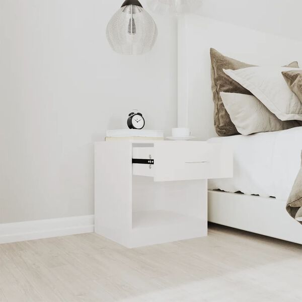 vidaXL Y&ouml;p&ouml;yd&auml;t laatikolla 2 kpl korkeakiilto valkoinen