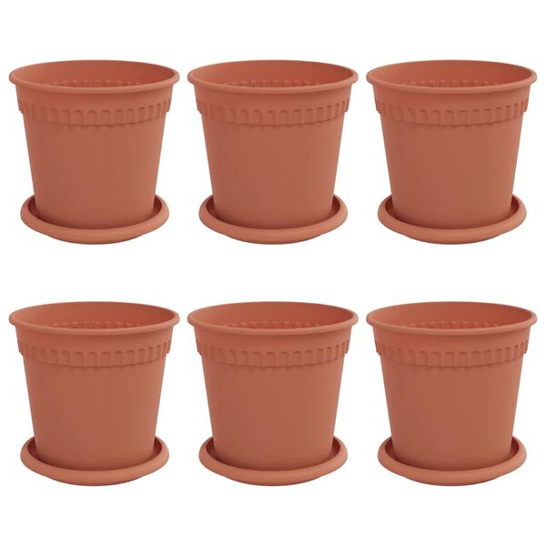 vidaXL Kasviruukut 6 pcs Tiilenpunainen &Oslash; 17 x 14 cm Muovi