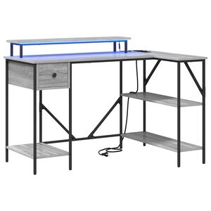 vidaXL P&ouml;yt&auml; hyllyll&auml; Harmaa Sonoma 120 x 79 x 86,5 cm Tekninen puu