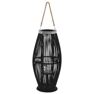 vidaXL Riippuva kynttil&auml;npidike bambu musta 60 cm