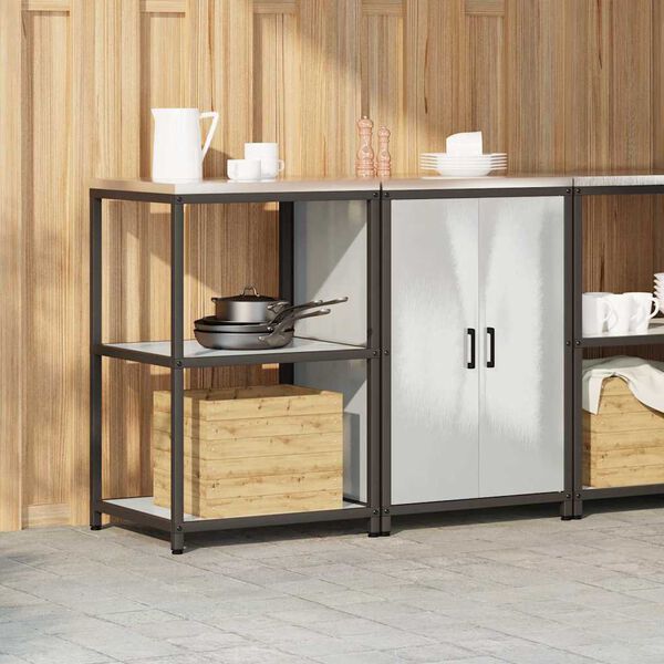 vidaXL Keitti&ouml;n s&auml;ilytyssarja hyllyll&auml; 2 pcs Hopea Ruostumaton ter&auml;s