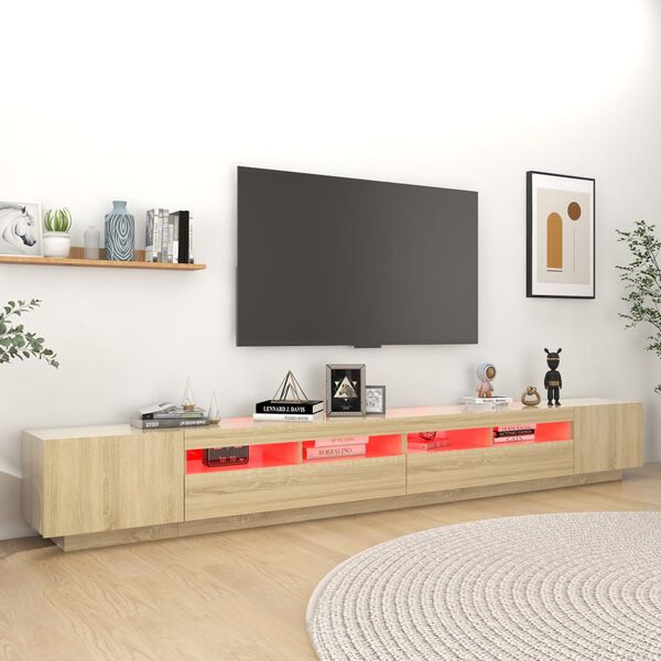 vidaXL TV-taso LED-valoilla Sonoma-tammi 300x35x40 cm