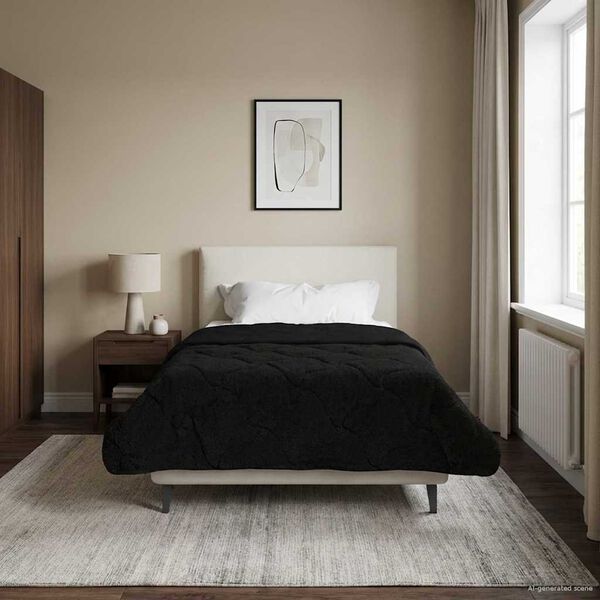 vidaXL Koko Vuoden Peitto Quiltottu Musta 140 x 220 cm