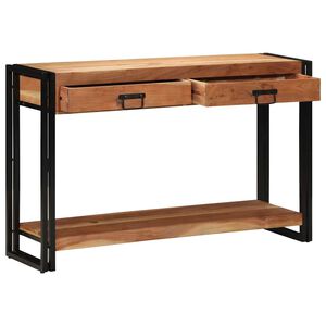 vidaXL Konsolip&ouml;yt&auml; hyllyll&auml; Ruskea 120 x 33 x 75 cm Tihe&auml; akasiapuu