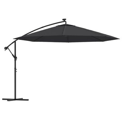 vidaXL Aurinkovarjo LED-valoilla musta 350 cm