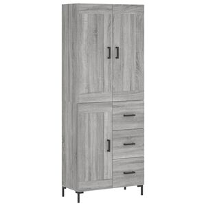 vidaXL Kaappi harmaa Sonoma 69,5x34x180 cm tekninen puu