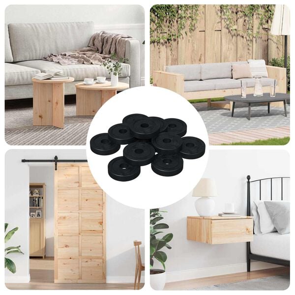 vidaXL sopii tasaiselle aluslevylle 12 pcs Musta 15 x 4 x 3 mm