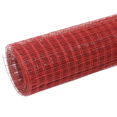 vidaXL Kanaverkko teräs PVC pinnoitteella 25x0,5 m punainen