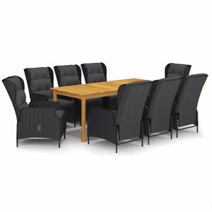 vidaXL 9-osainen Ulkoruokailuryhm&auml; tummanharmaa