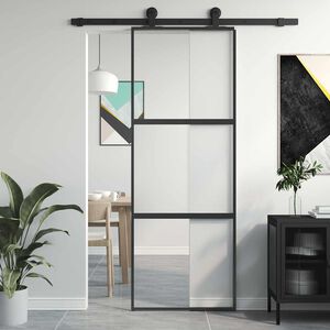 vidaXL Liukuovi musta 76x205 cm karkaistu lasi ja alumiini