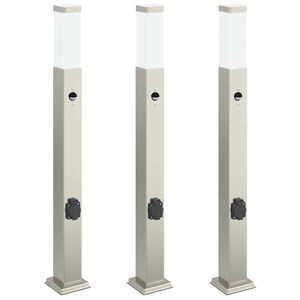 vidaXL Pollarivalaisimet anturilla ja pistorasialla 3 kpl 80 cm ruostumaton ter&auml;s IP44