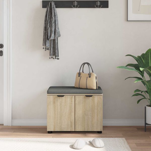 vidaXL Halli penkki tyynyll&auml; ovella Sonoman tammi 60 x 38 x 46 cm