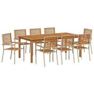 vidaXL Piharuokailu setti 9 pcs Beige Tihe&auml; akasiapuu